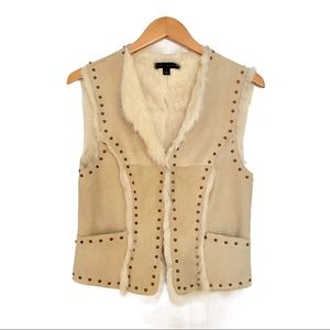 Sheri Bodell Leather Fur Lined Studded Vest M